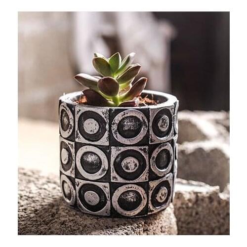 Industrial style 3d vase silicone mold Multi - meat plant cement flower pots ceramic Circular pattern silica gel mould
