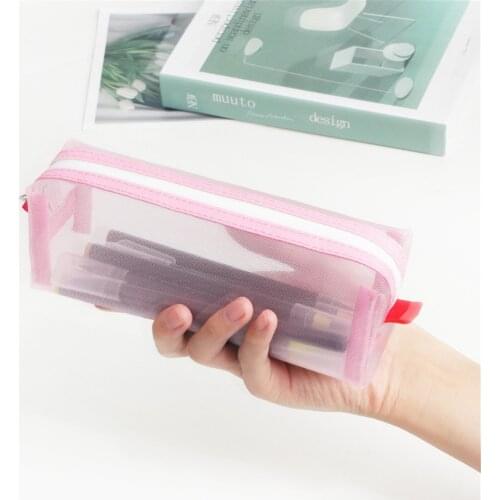Pvc Transparent Pencil Case Waterproof Girls Winding Cosmetic Bag Organizer Storage Pouch School Supplies Stationery