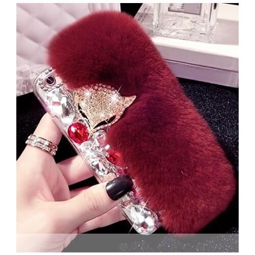 Luxury Big Rhinestone diamond Real rabbit fur hard cover case For Huawei Honor8 9 10 20 Lite 7X 8X Nova2 3 4 5 pro bling Case
