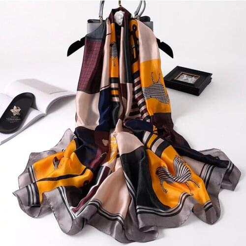 2021 Luxury Brand Women Beach Scarf Silk Scarves Female print Shawl Women Foulard Cover-ups lady Wrap Bandanna Muffler 180X90CM