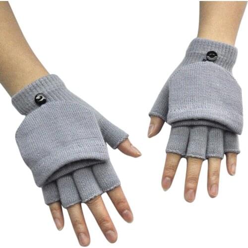 Wool Knitted Fingerless Flip Gloves Winter Warm Flexible Touchscreen Gloves for Men Women Unisex Exposed Finger Mittens guantes