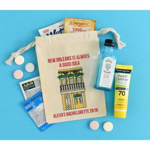 Custom girls trip bag NEW ORLEANS hangovers kit bags birthday party favors wedding favor bachelorette weekend favor survival kit