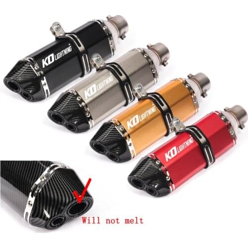 Dual-outlet 51mm Motorcycle Exhaust Pipe Aluminum Mufflers No DB Killer Escape Universal for Dirt Bike Scooter Exhaust Tips 370