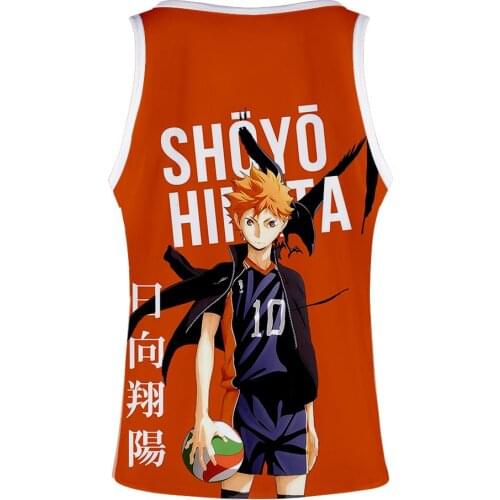 Janpan Cool Animi Streetwear Capless Fashion Summer Tank Tops Haikyu!! Cool Harajuku 3D Men O Neck Casual Piece