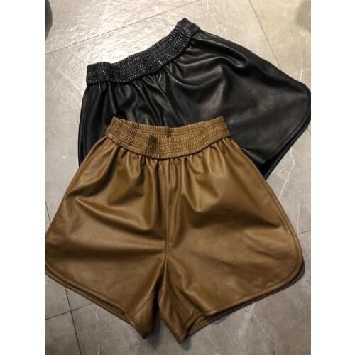 Ladies 2021 fashion new loose casual elastic band sheepskin shorts 1226