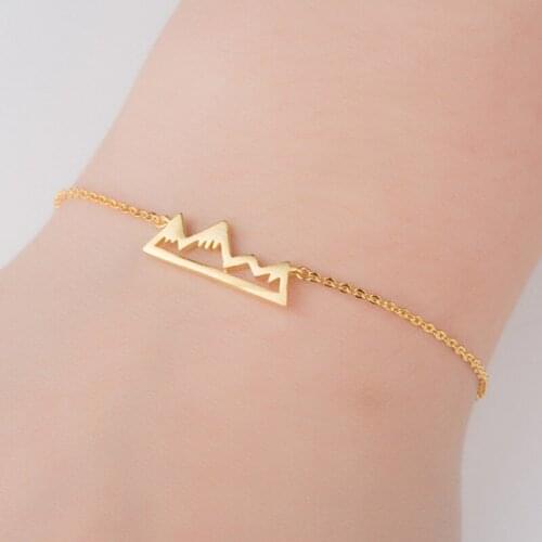 SMJEL New Metal Brushed Snowy Mountain Bracelets & Bangles for Women Snow Cap Pendants Bracelet Femme Gifts