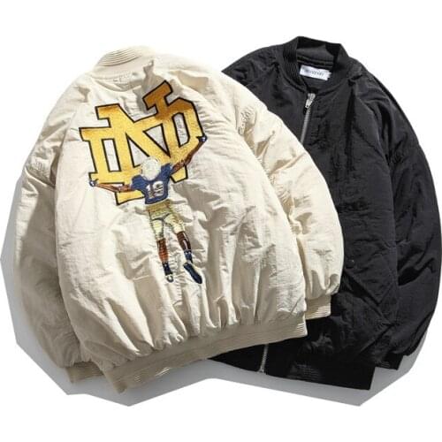 Winter versatile casual baseball wear fashion exquisite embroidery lovers cotton dress long sleeve coat men and women fashion