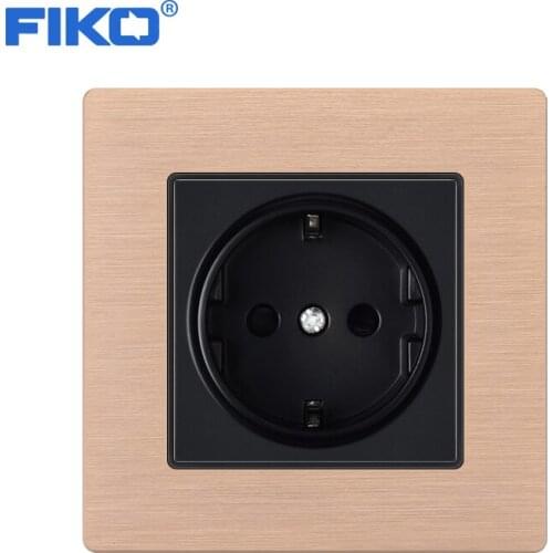 FIKO Gold Aluminum Charger Adapter Panel 16A EU Standard Wall Power Socket Wall Crystal Glass Panel Power Socket Power Outlet