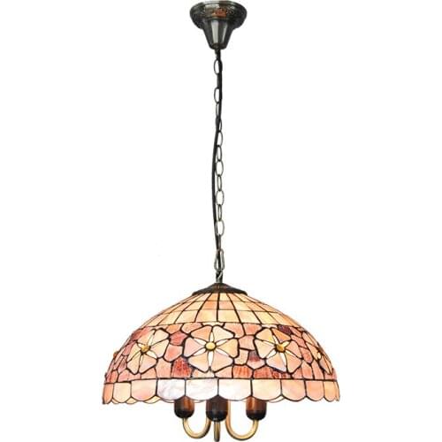 16-inch Tiffany Style Stained Glass Pendant Lights E26/E27 Bulbs Tiffanylampe European Flowers Lighting Lamp Hanging Decor PL810