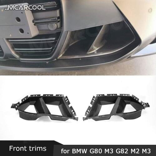 Front Bumper Air Vent Cover Trim Dry Carbon for BMW 3 4 Series G80 G82 G83 M3 M4 2021 UP MP Style 2PCS Fiber Glass
