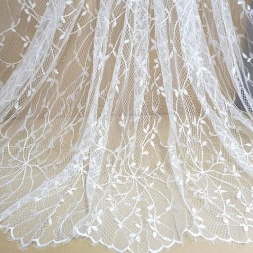 3 Yards Soft Spring Flower Eyelash Lace Fabric French Chantilly DIY Sewing Craft Bridal Robe Boho Wedding Dress Baptism Gown