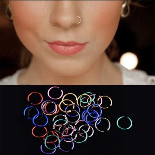 Fashion 40Pcs Colorful Stainless Steel Nose Rings Piercing Lip Hoop Piercing Jewelry New