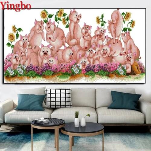 Cute animal pigs diamond painting,full,square,round diamond embroidery,mosaic diamond diy handwork puzzle diamant large size