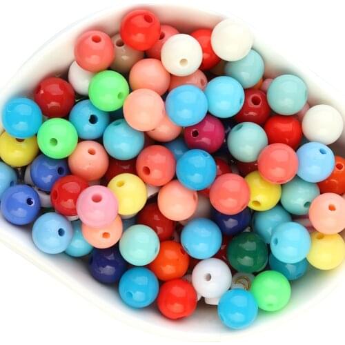 50Pcs 10mm Mix Color Round Beads Acrylic Space Round Pearl Shape Beads For DIY Jewelry Making Accessories