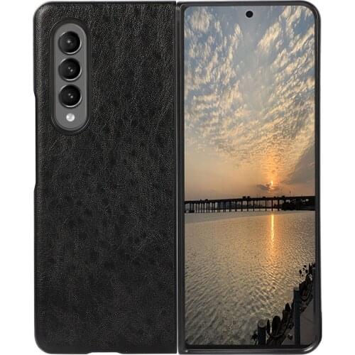 Case For Galaxy Z Fold 3 PU Leather Crazy Horse Pattern Back Cover Flip Case Back Shell for Samsung Z Fold3 5G Protective Case