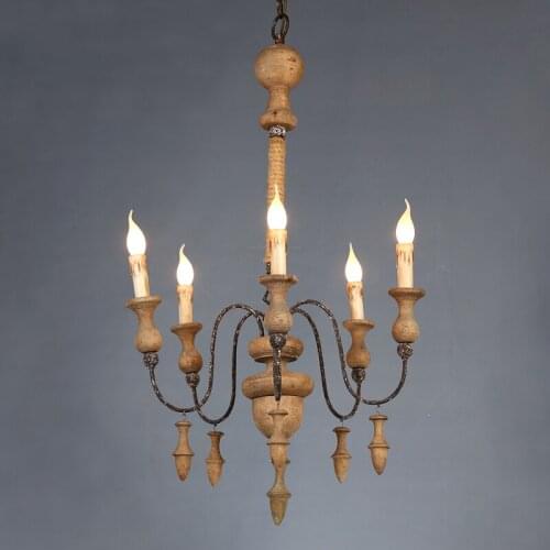 Retro Wood chandelierS rustic lighting retro hanging kitchen lampS for dining room bedroom italian home art decor lustre CE ROHS