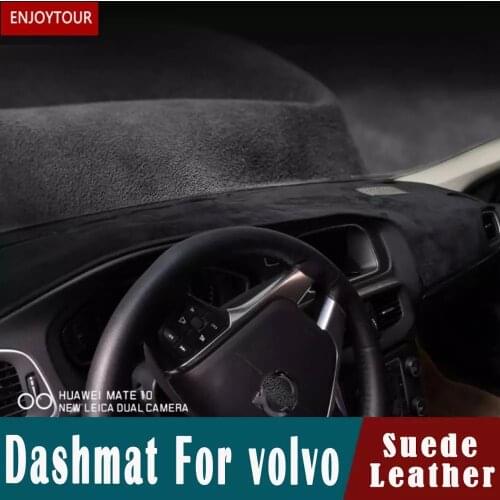 For Volvo S90cc Xc40 S60 V60 V40 S80 Xc60 S40 C30 Xc90 V90 V70 Suede Leather Dashmat Dashboard Cover Pad Carpet Accessories Car