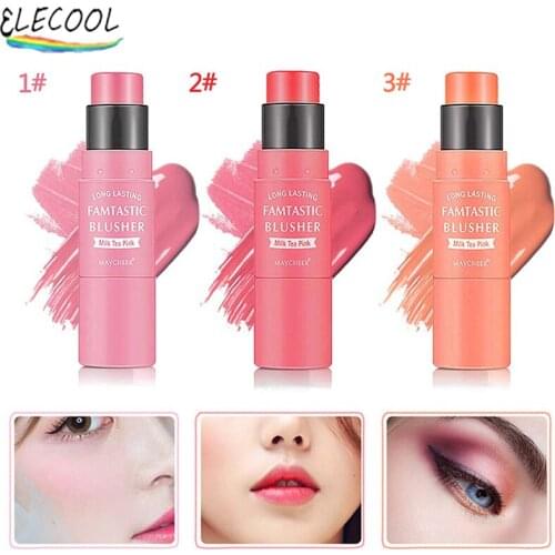 ELECOOL Makeup Face Blush Palette Cheek Rouge Contour Peach Cream Highlighter Stick Foundation Bronzer Pencil Blusher Cosmetics