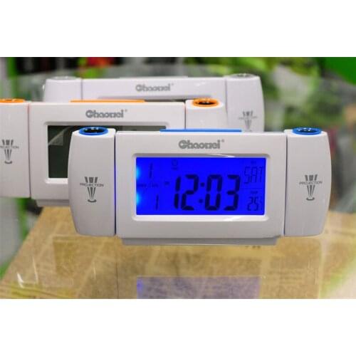 Electronic Alarm Clock LCD Display Snooze Alarm Clock LED Backlight Bell Timer Projection Digital Alarm for Bedroom