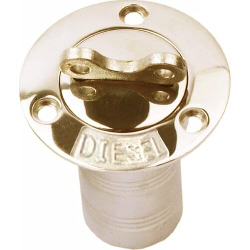 Rowing Boat Trucks Deck Gas Stainless Steel 316 Boat Deck Gas Fuel Filler with Key Cap Marine 1.5 Inch Marine Fuel Tank Silver