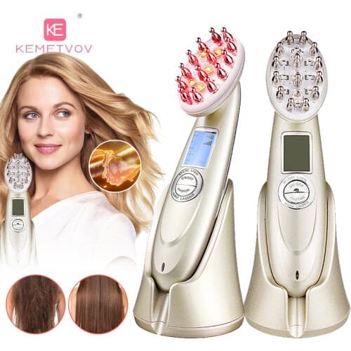 Infrared EMS radio frequency vibration massager anti-hair loss scalp massager comb micro current hair care hair loss treatment