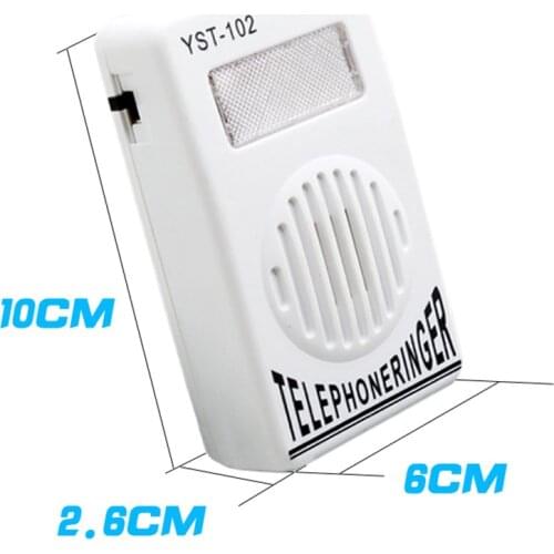 Adjustable Volume Loud Telephone Ring Speaker Bell Ringer and Ringtone Amplifier with Red Flashing Light for Landline Telephone