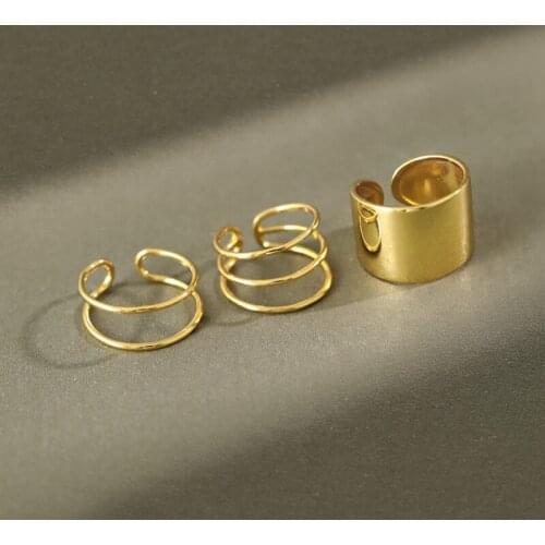 100% 925 sterling silver multi-layer wide rings set for women fine jewelry, fashion gold color engagement party female ring set