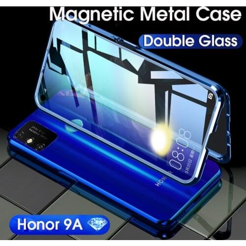 Magnetic Metal Case For Huawei Honor 9A V20 Case Double Side Tempered Glass Cover Honor Play 9A View20 360° Full Protection case