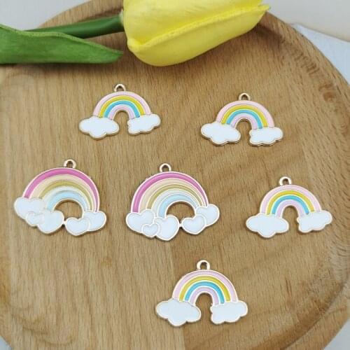 10pcs Heart Rainbow Enamel Metal Charms Pendant for DIY Necklace Bracelet Jewelry Making Findings Supplies Craft