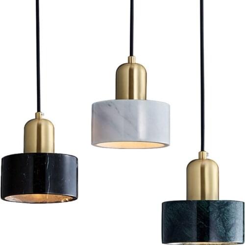 Marble Decorative Luminaires Pendant Single Head Hanging Light Fixture for Hotel Bar Coffee Dinning Table Suspension Lamp
