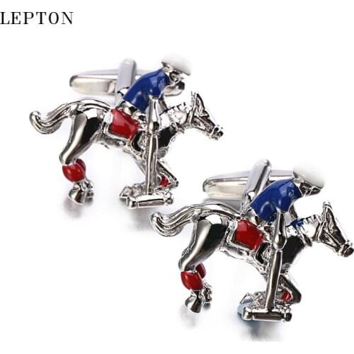 2017 New Jockey Club Cufflinks For Mens Fashion French Shirt Cuff Cuff links Relojes gemelos Lepton Brand Cufflinks Men Jewelry