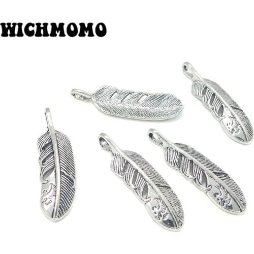 2019 New 39*11mm 8pieces/bag Retro Zinc Alloy Eagle Feathers Charms Pendant for Earring Necklace Jewelry Accessories