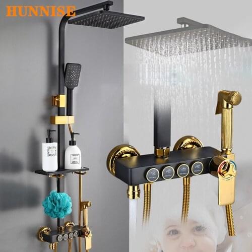 Wholesale and Retail Four Functions Bathroom Faucet Rainfall Shower Head and Hand Complete Shower Hot and Cold Bath Faucetmixer