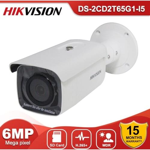 Hikvision Original DS-2CD2T65G1-I5 6MP Powered-by-DarkFighter Fixed Bullet Network Camera H.265+ Night Vision 50m IP67 H.265