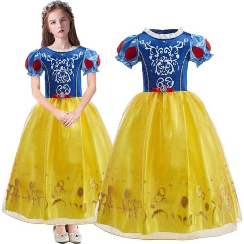 Little Girl Princess Dress Snow White Cosplay Costume Snow White Wig Autumn Children Christmas Halloween Costumes 2 to 8 Years