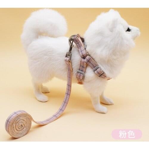 Pet Dog Large Lattice Traction Cats Dogs Harness And Leash Set Small And Medium Sized Dogs Adjustable Pet Supplies Dog Rope