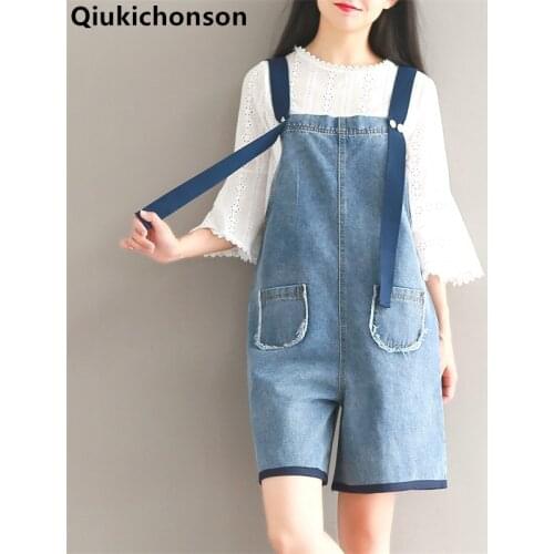 Qiukichonson Jeans Jumpsuit Women 2018 Playsuit Summer Romper Fresh Mori Girl Short Pants Loose Cute Preppy Style Denim Overalls