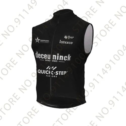 Quick Step 2021 Pro Team Windproof Black Vest Men‘s Winter Cycling Jersey Sleeveless Rode Bike Mtb Maillot Ropa Ciclismo