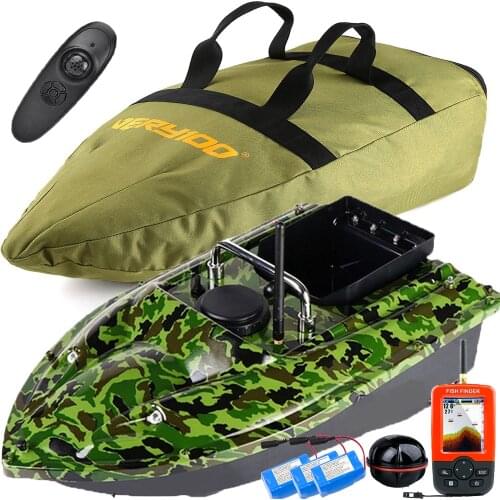 VERY100 500M Wireless RC Fishing Bait Boat Set Hook/Bait Post 2 Motors One Hand Control & GPS Fishfinder Set/Bag/Batteries Angle