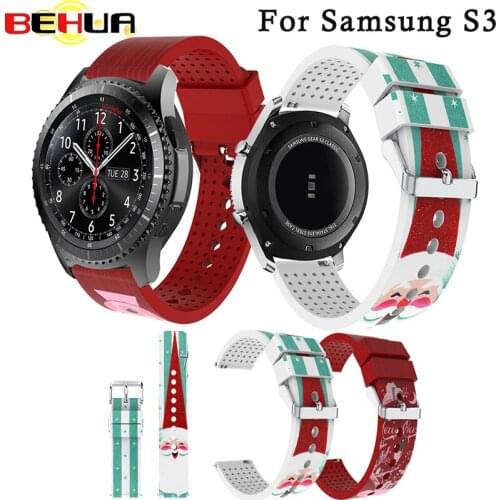Christmas Watchband Santa Claus Deer town Silicone Easy Fit Bracelet Watch Strap Band For Samsung Gear S3 Universal Sports band