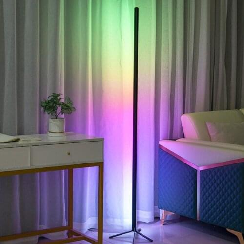 LED RGB Colorful Changing Corner Floor Lamp with Remote Three-Section Detachable Colorful Line Lamp For Family Living Room