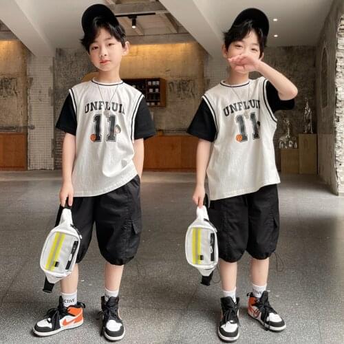 New Retro Spring Autumn Childrens Clothes Suit Baby Boys T-Shirt+ Shorts 2pcs/Set Kids Teenage Top School Beach Boy Clothing