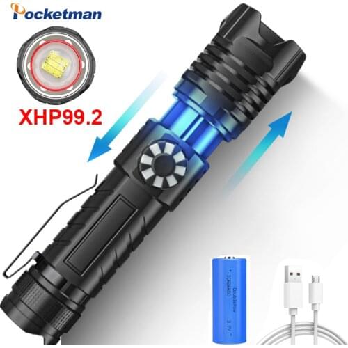 90000LM XHP99 LED Flashlight USB Rechargeable Flashlight Waterproof Torch Lanterna Hunting Torch Tactical Flashlight Use 26650