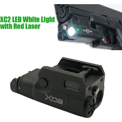Tactical XC2 Ultra Compact Pistol Light With Red Laser MINI Hunting Weapon Light 200 Lumens LED White Light Marked Version