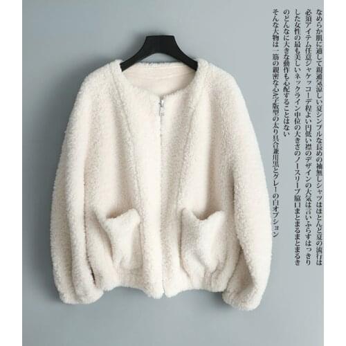 Thick Warm Winter Coat 2021 Women Elegant Real Fur Wool Jacket Female Sheep Shearing Jacket Coat O-neck Soft Plush Coat X607