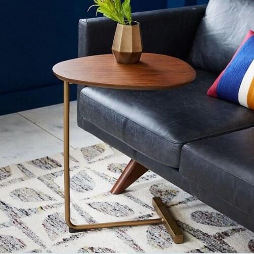 U-BEST Home Decor Antique Brass Leg Walnut C Shaped Coffee Table Nordic minimalist metal iron end table
