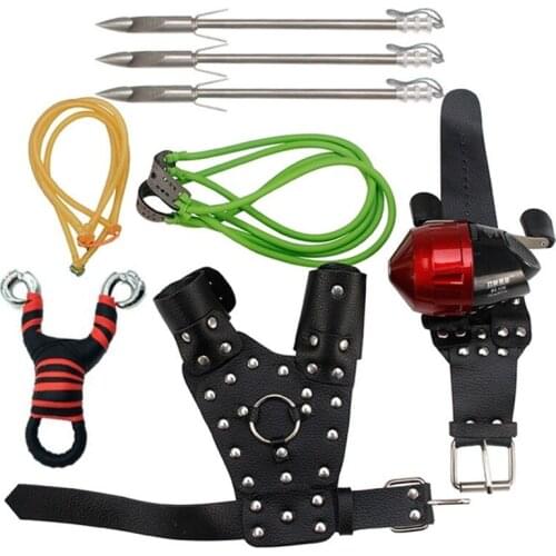Outdoor Hunting Slingshot Hand Guard Fishing Gear Set with Rubber Band Full Fully Enclosed Fishing Reel& Fishing Dart