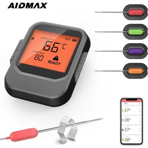 AidMax PRO06 Smart Remote Bluetooth Barbecue Red Meat Thermometer Magnet Digital Temperature Food Thermometer With Multi Probes