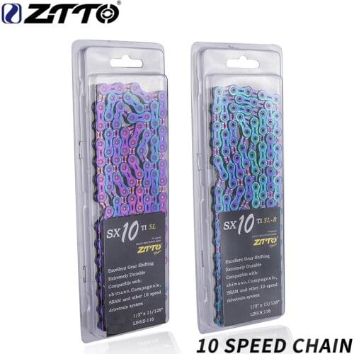 ZTTO 10 Speed Colorful SLR Bicycle Chain 10s 20s MTB 10speed Mountain Road Bike ultralight Durable With 10 s Missing Link Chains