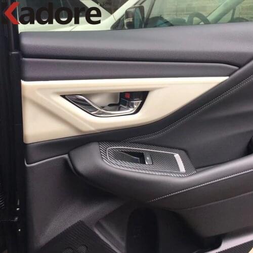 For Subaru Outback 2020 2021 2022 Carbon Fiber Inside Door Handle Bowl Frame Cover Trim Car Interior Accessories 4pcs/set LHD